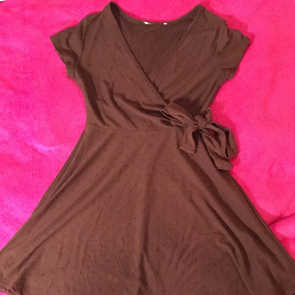 Elegant Brown Wrap Mini Dress - Picture 8 of 10